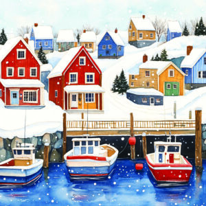 Christmas Fishing Boats card