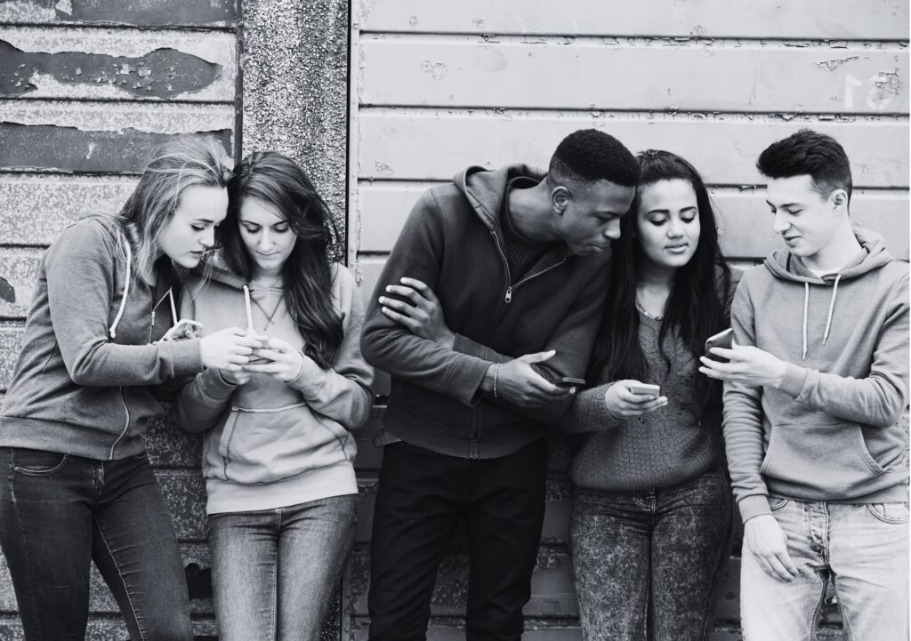 Teenagers on phones