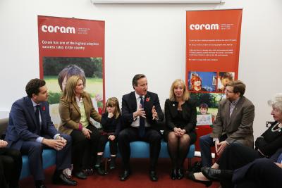 David Cameron meets adoptive parents at the Coram campus