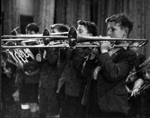 boys playing the trombone at the Foundling Hospital