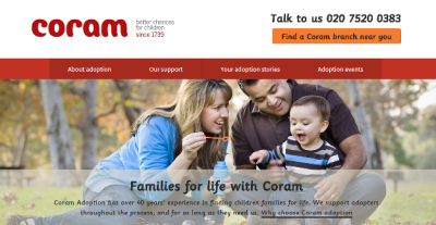 Coram Adoption website homepage