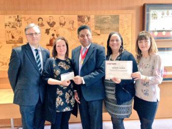 Coram receives cheque for £14,000 fundraised by Harrow Council