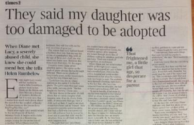 Shot of Coram Adoption feature in The Times